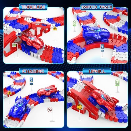 Spider Toys for Boys 4-6, Flexible Race Track 5 Spider Cars for Toddlers