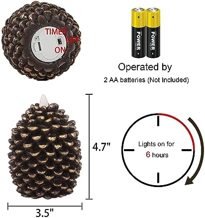 Wondise Flameless Candles with 6H Timer Battery Operated