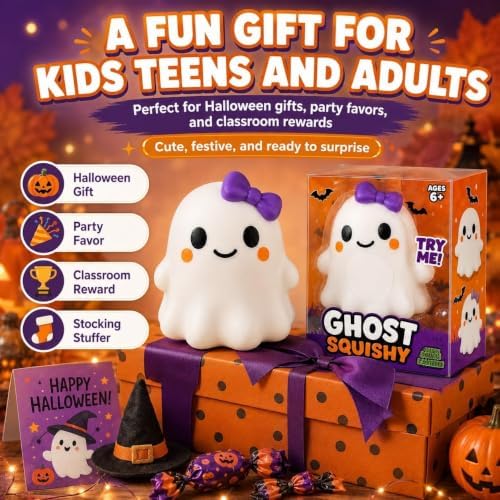 Halloween Ghost Squishy Large Soft Slow Rising Squeeze Fidget Male Female Styles 2026 Cute Ghost Squeeze, Halloween Stress Relief，Male