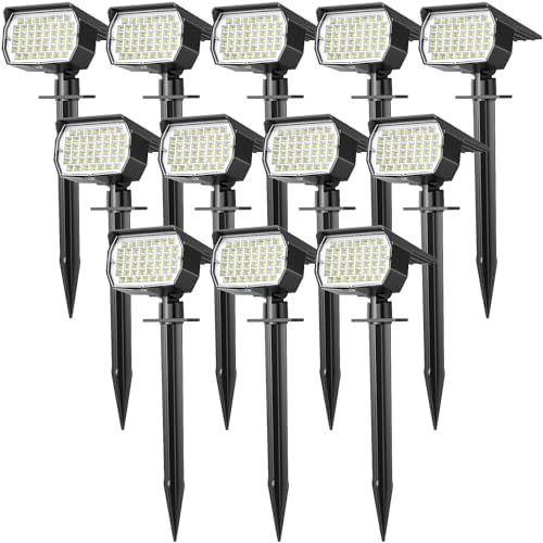 WENATY Solar Spot Lights Outdoor Landscape Spotlights 12 Pack Cool White