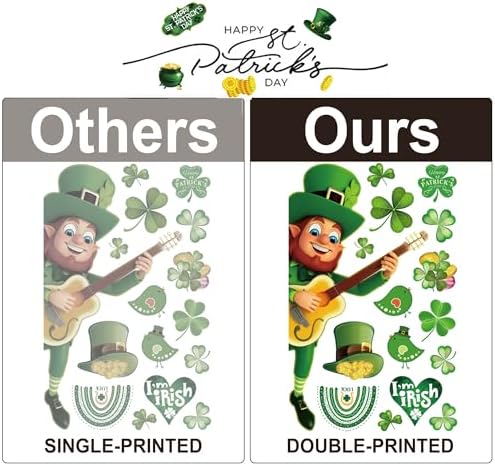 st Patricks Day Decorations Window clings 10 Sheet for Glass Windows Shamrock Window clings Stickers