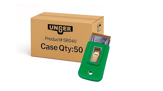 Unger SR040CT Safety Scrapers, Green, 50-Count Pack | Green color-coded for safety; protective blade cover included; ideal for paint & adhesive removal