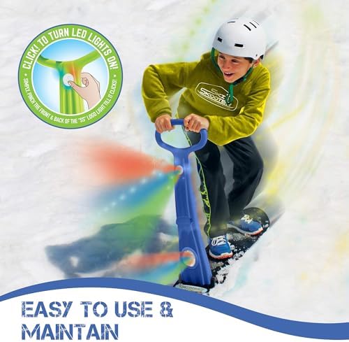 Geospace Winter Fun Foldable Snow Scooter, Ski Skate, Ski Skooter, Snow Sled, Kids Snowboard with 2 LED Light– Multi-Purpose Portable Sandboard, Snow Skate, and Kids/Teenager Sled for All Ages