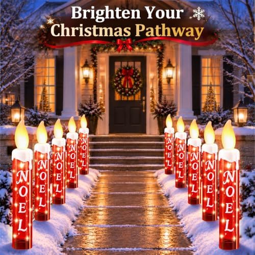 5 Pack Noel Christmas Candle Stake Lights, 23 in (Red, White)