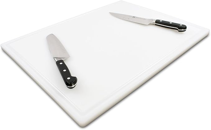 Thirteen Chefs 24 x 18 Inch Cutting Board with Juice Groove for Meat, BBQ, Grilling - 3/4" Thick HDPE Plastic - Extra Large, Heavy 11 Pound for Carving