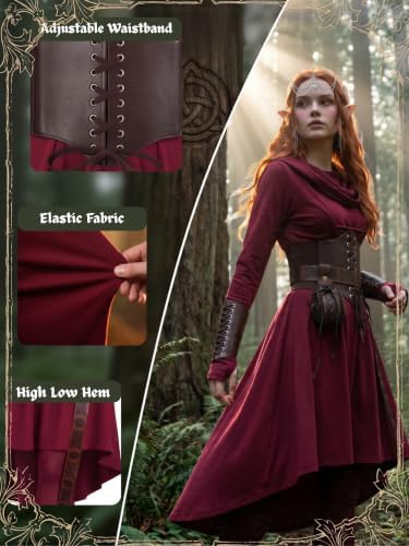 10 Pcs Women Renaissance Halloween Fairy Costumes Medieval Elf Dress S-XXL