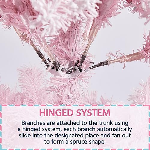 Yaheetech 9ft Pre-Lit Pink Artificial Christmas Tree with 900 Lights