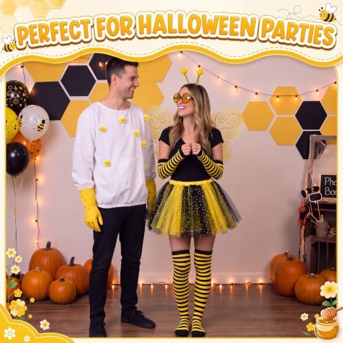 Yahenda Bee and Beekeeper Costume Halloween Couple Outfit with 30 Bee Decor