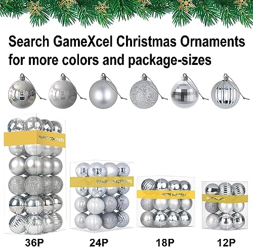 Silver 4.0" Large Christmas Balls - Christmas Tree Decoration Ornaments Shatterproof Hanging Balls for Birthday Halloween Holiday Wedding Decorations Set of 4pcs