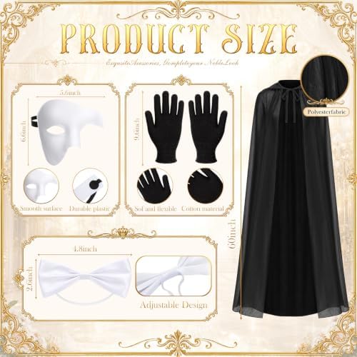 Unittype 6 Pcs Opera Costume Halloween Couple Costume Dress Cape