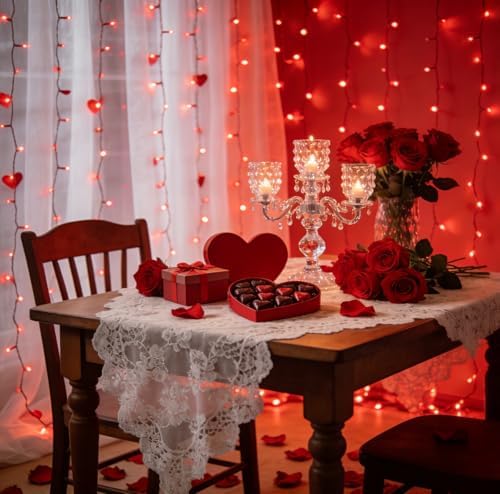 300LED 75FT Valentines Lights Indoor, LED Valentines Decoration Lights with 12 Modes & Timer Memory, Dimmable Plug in Waterproof LED Xmas Light for Yard Trees Wedding Party Holiday Red