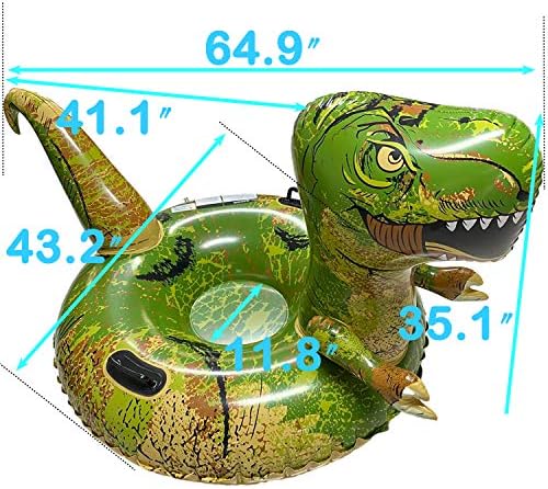 Dinosaur Snow Tube, FindUWill 64.9 inch Large Inflatable Snow Sled with Handles, Heavy Duty Snow Tubes Sledding for Kids and Adults (Reinforced Double-Layers Bottom)