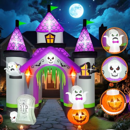 Kalolary 12.5FT Tall Halloween Inflatables Archway Haunted House Castle