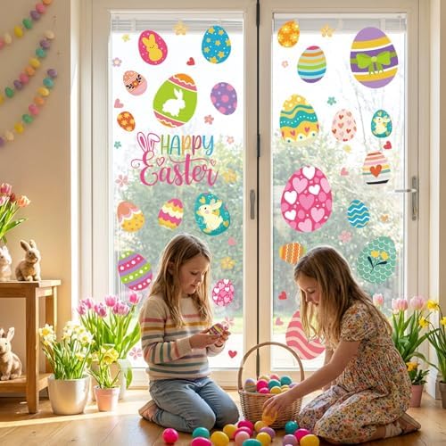 Easter Window Clings Easter Decorations for Home Spring Decor Eggs Stickers