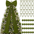 49 Pcs Moss Green Christmas Tree Decoration Set with Velvet Bow Ball
