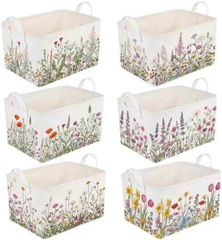 CHENGU 6 Pack Flower Storage Bins Collapsible Wildflower Basket with Handle