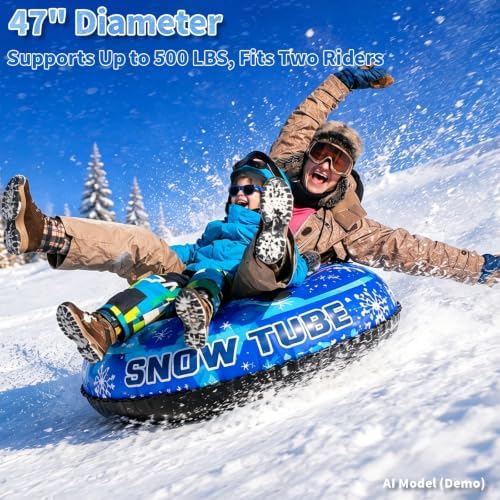 CAMPLAND Heavy Duty Snow Tube 47in Inflatable Sled Tube for Adults & Kids
