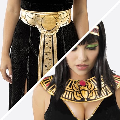 Spooktacular Creations Women Black Cleopatra Dress Costume Set with Cleopatra Accessories for Halloween Costume
