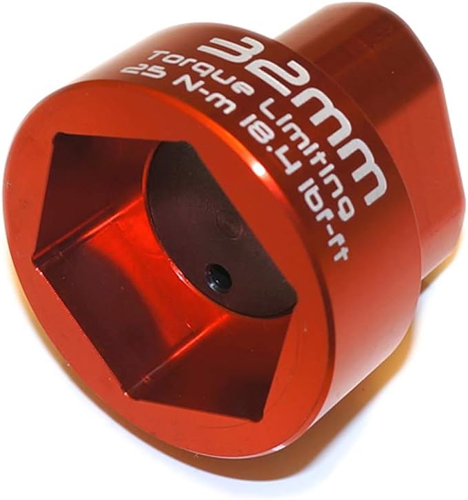 32mm Hex Socket 2 Stage Torque Limiting Oil Filter Wrench Red 6061-T6 Billet Aluminum