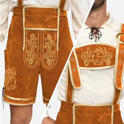 Spooktacular Creations Lederhosen Men Oktoberfest Outfit Costume, Halloween German Bavarian Costume for Adults Beer Festival