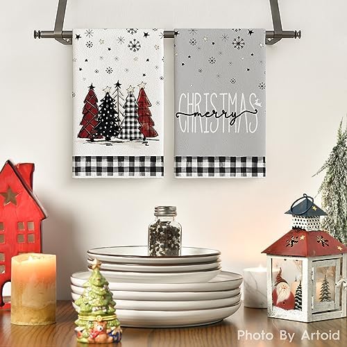 Artoid Mode Black Snowman Christmas Kitchen Towels Set of 4 18x26 Inch