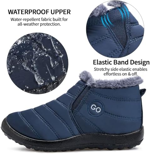 HARENCE Snow Boots for Women Winter Boot with Comfortable Warm Fur Lined Ankle Booties Outdoor Slip On Waterproof Short Boots
