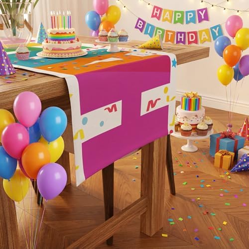 Birthday Decorations - Happy Birthday Table Runner | Happy Birthday Decorations for Home Party Kitchen Dining Table Decor - Birthday Party Favors Supplies