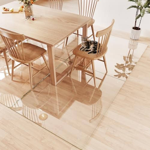 Tempered Glass Chair Mat for Carpet 55"x46", Floor Protector