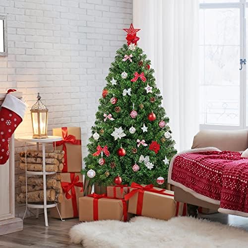 Yaheetech 4.5ft Pre-lit Christmas Tree with 150 Warm White Lights, Green