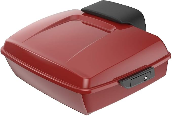 Advanblack Road Glide Tour Trunk Pack Red Hot Sunglo Chopped Tour Trunk Pack Backrest Pad for '97-'25 Harley Touring Road King Street Glide Electra Glide CVO models