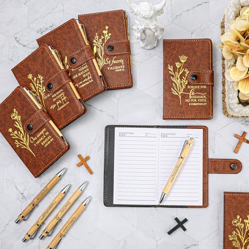 Spakon 40 Pcs Christian Prayer Journals with Pens, Spanish Bible Words