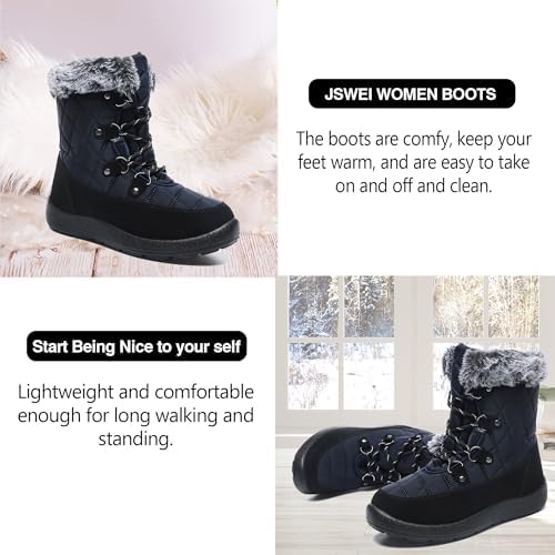 Women's Waterproof Winter Snow Boots Warm Insulation Outdoor Cold Weather Boot for Women Lightweight Fur Lined Non Slip