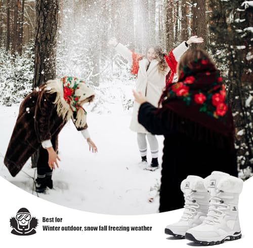 HOBIBEAR Women's Mid-Calf Faux Fur Snow Boots, Water-Resistant Winter Boots