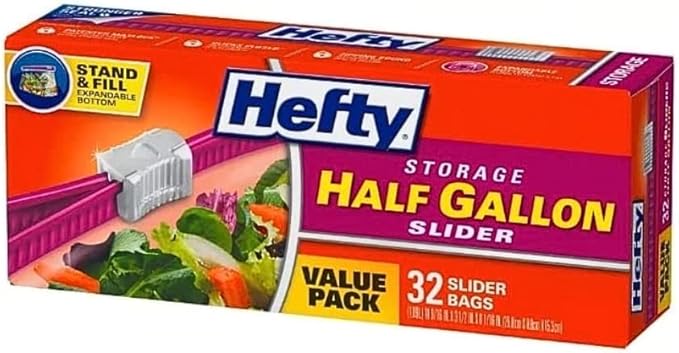 Hefty Slider Storage Bags, Half Gallon Size (32 Count (Pack of 2)