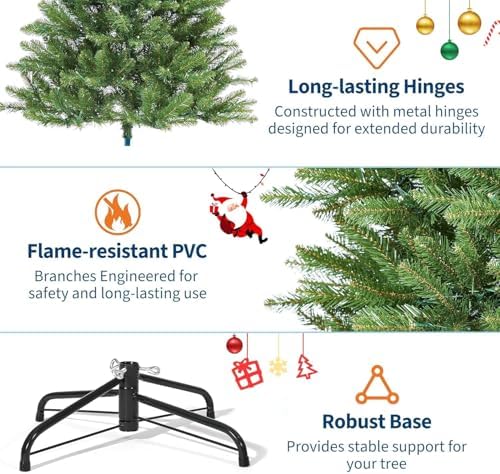 Garvee 6 ft Artificial Christmas Tree Prelit, PVC Xmas Tree