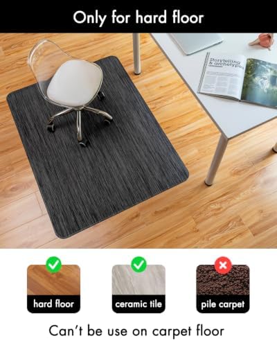 BARoyal Office Chair Mat for Hardwood Floor Under Desk Computer Rolling Chair Mat for Wood/Tile Floor Non-Slip Heavy Duty Desk Rug PVC Plastic Hard Floor Protector 30" x 48"(Metallic Black)
