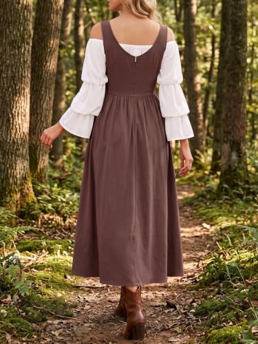 Wenrine Renaissance Costume Womens Lace Up Corset Halloween Medieval Dress