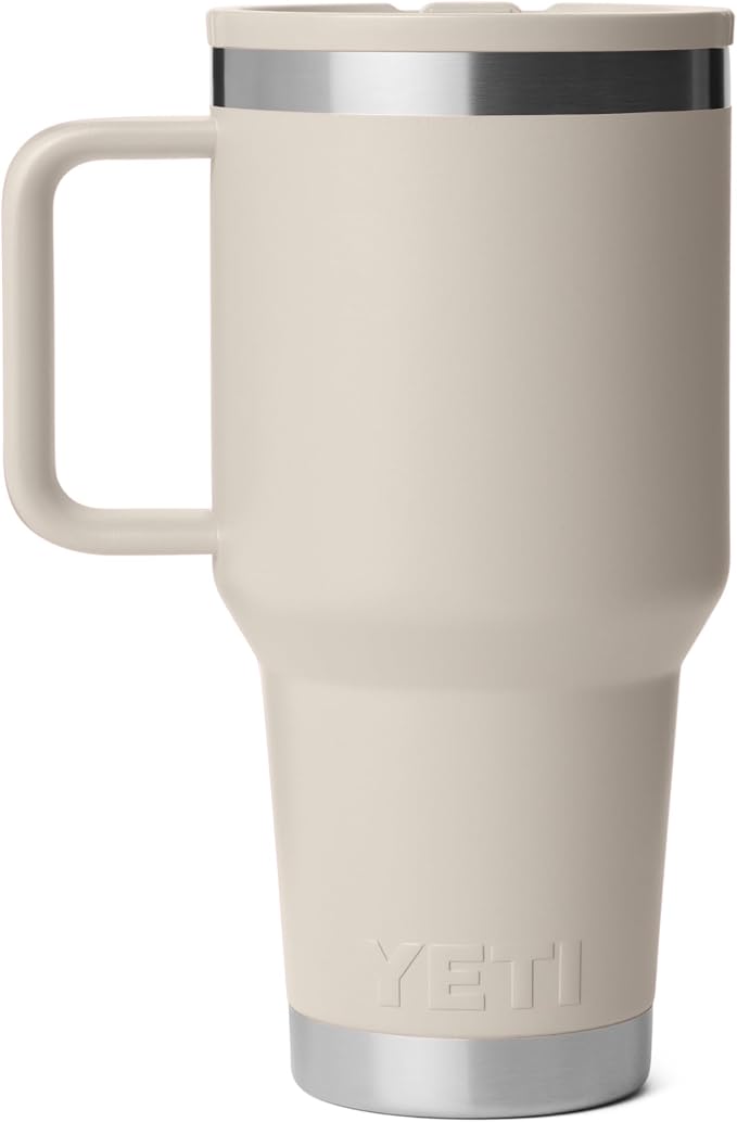 YETI Rambler 30 oz Travel Mug with Flip Straw Lid – Stainless Steel, Vacuum Insulated, Leakproof, Cup Holder Friendly, Cape Taupe