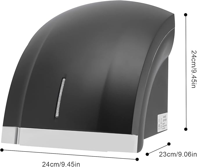 Commercial Hand Dryer Black 1800W High Speed Hot and Cold Wind Wall-Mounted Automatic Electric Hand Dryer with Plug and Two Installation Mothod for Industry Business Restrooms