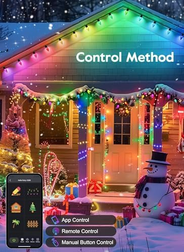 Christmas Lights Outdoor, 100 LED RGB C9 String Lights, Smart APP & Remote