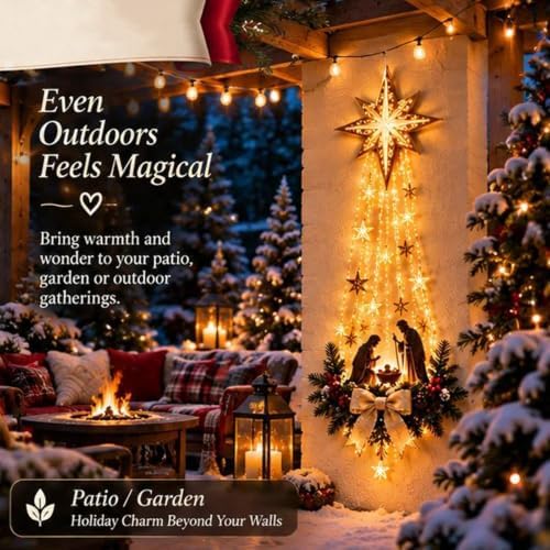 Lighted Nativity Wall Decor, Bethlehem Star of Faith，1PCS