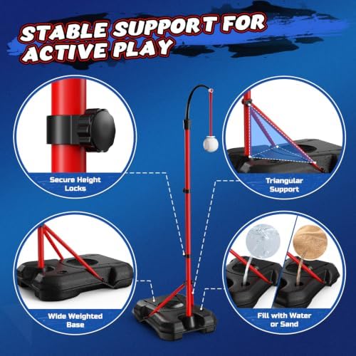 EagleStone 3 in 1 Kids Basketball Hoop and T Ball Set for Kids 3-12