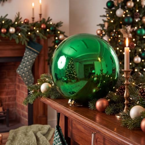 Threan 10 Inch Large Emerald Green Shiny Christmas Ball Ornaments