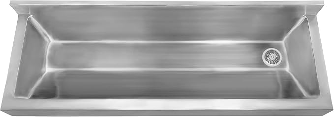 Whitehaus WHNC4513L-BSS Noah'S Collection 47 1/4-Inch Commercial Wall Hung Laundry-Scrub Sink, Brushed Stainless Steel