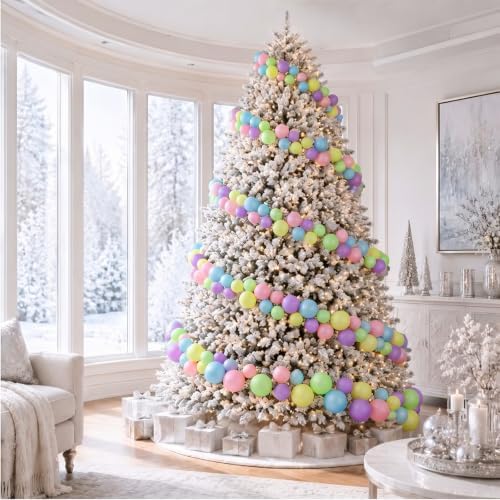 Sosation 29.5Ft Christmas Ball Ornament Garland, Pastel, Matte