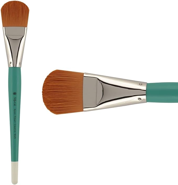 Creative Mark Art Supplies Large Mural Synthetic Golden Taklon Paint Brush - Filbert #40-2 Pack - Artist Supplies for Acrylics, Watercolors, and Oils - Durable, Resilient, Seamless Ferrules