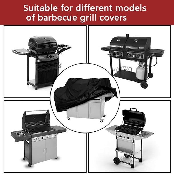Grill Cover for Cuisinart GAS-2556AS, 420D Oxford Fabric BBQ Grill Cover with Adjustable Side Straps, Bottom Drawstring Cord Lock, Storage Bag Included,C 72 Inch (72" x 26" x 51")