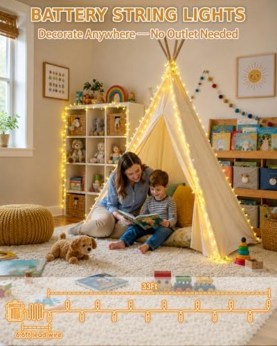 2 Pack 200 LED Battery Operated String Lights, 8 Modes Twinkle Fairy Lights