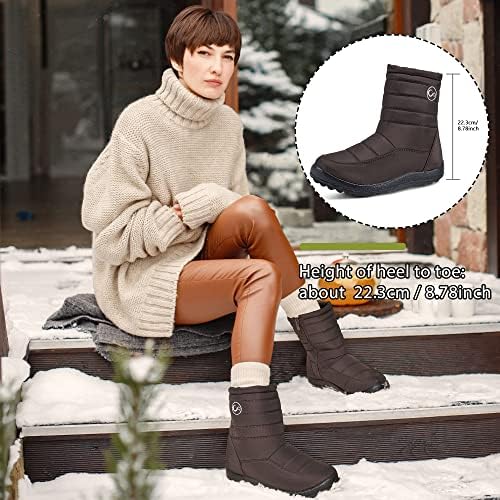 Alicegana Womens Winter Snow Boots for Women Waterproof Warm Fur Lining Mid Calf Boots with Zipper Comfortable Outdoor Shoes
