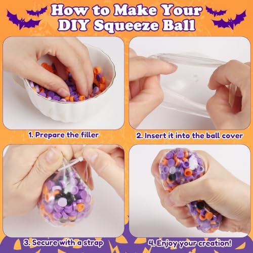 DIY Stress Ball Making Kit 12 TPR Round Skins (Halloween Theme)